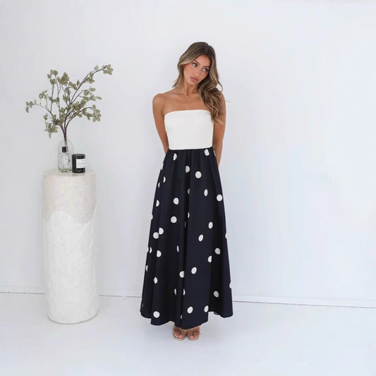 The Celeste Strapless Polka Dot Dress