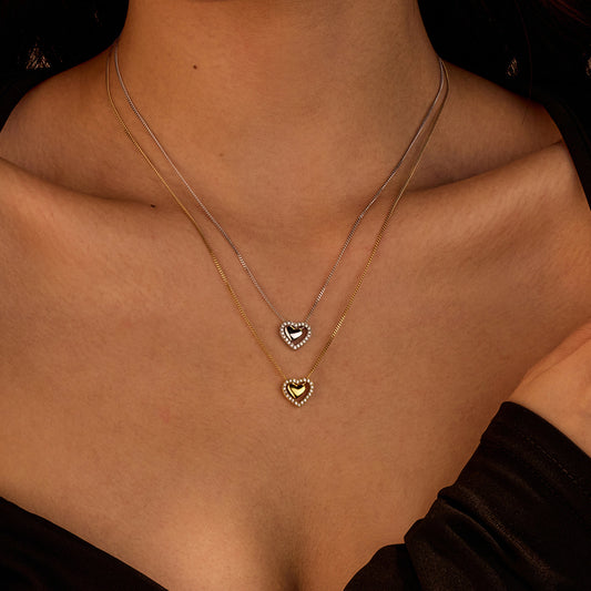 The Celine Dual-Tone Heart Necklace